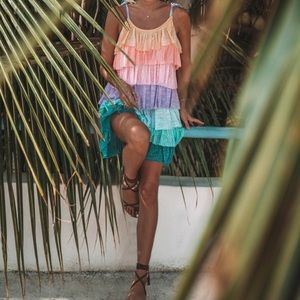 PITUSA multicolor ruffle dress